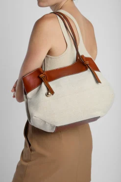 Alana Leather Canvas Tote Bag