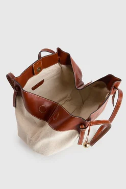 Alana Leather Canvas Tote Bag