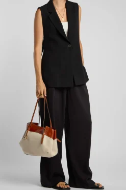 Alana Leather Canvas Tote Bag