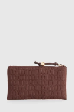 Croc Suede Zip Pouch Wallet