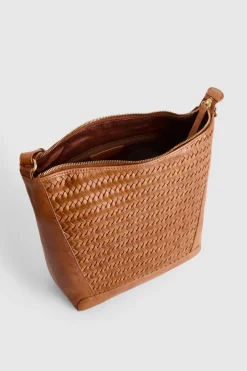 Elise Leather Weave Bucket Bag