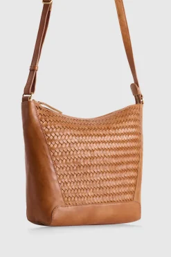 Elise Leather Weave Bucket Bag