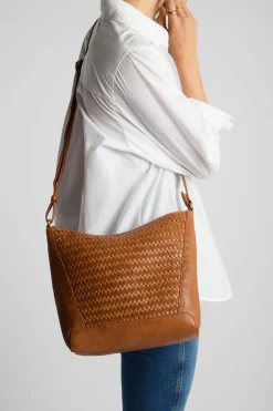 Elise Leather Weave Bucket Bag