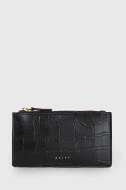 Lila Croc Emboss Leather CC Holder