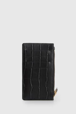 Lila Croc Emboss Leather CC Holder