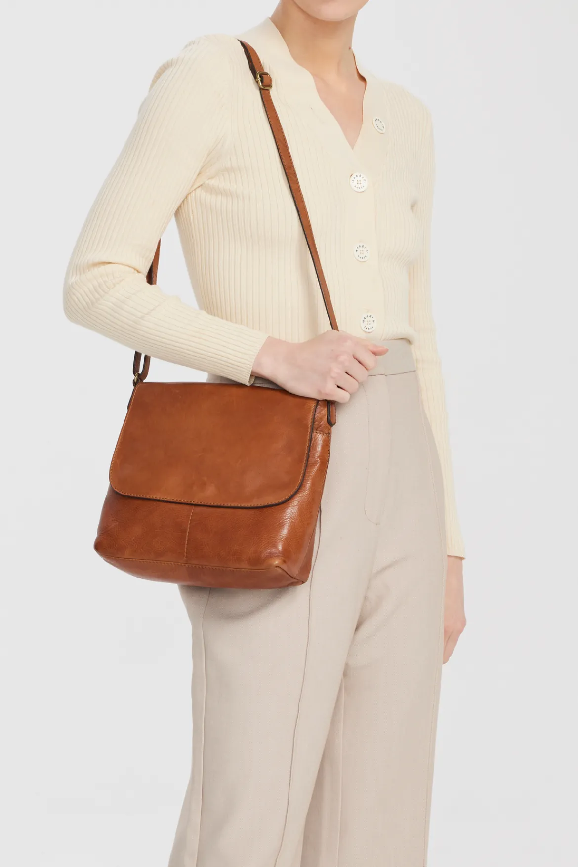 Maya Leather Flap Crossbody Bag