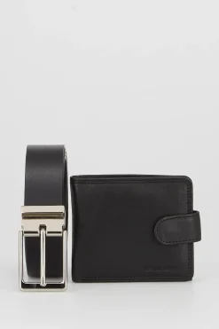 PC RFID Leather Wallet & Belt Gift Set