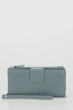 RFID Leather Zip Around Wallet