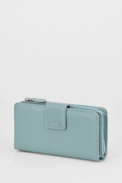 RFID Leather Zip Around Wallet