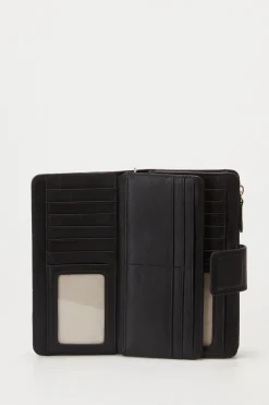 RFID Leather Zip Around Wallet