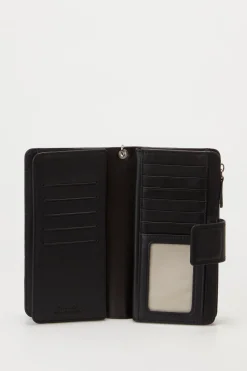 RFID Leather Zip Around Wallet