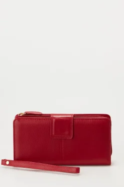 RFID Leather Zip Around Wallet